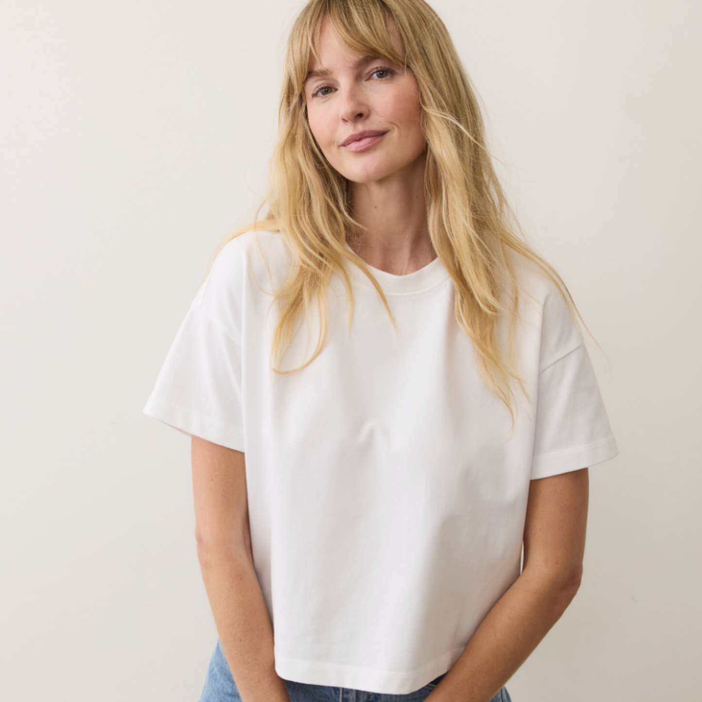 Marine Layer Luxe Sueded Crew Tee in Bright White, available now at Harbour Thread boutique