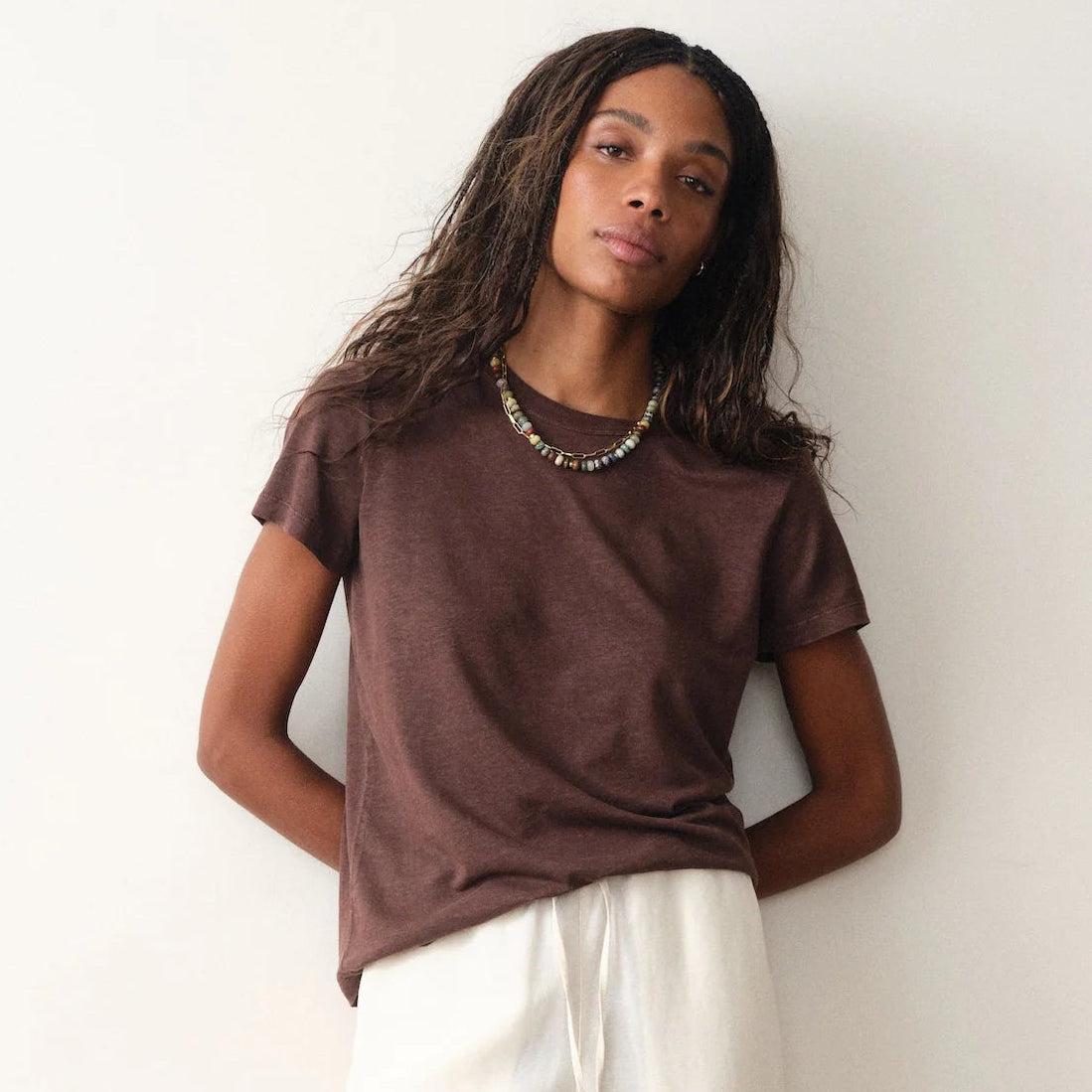 Marine Layer Chocolate Tried & True Hemp Crew Tee, now at Harbour Thread boutique