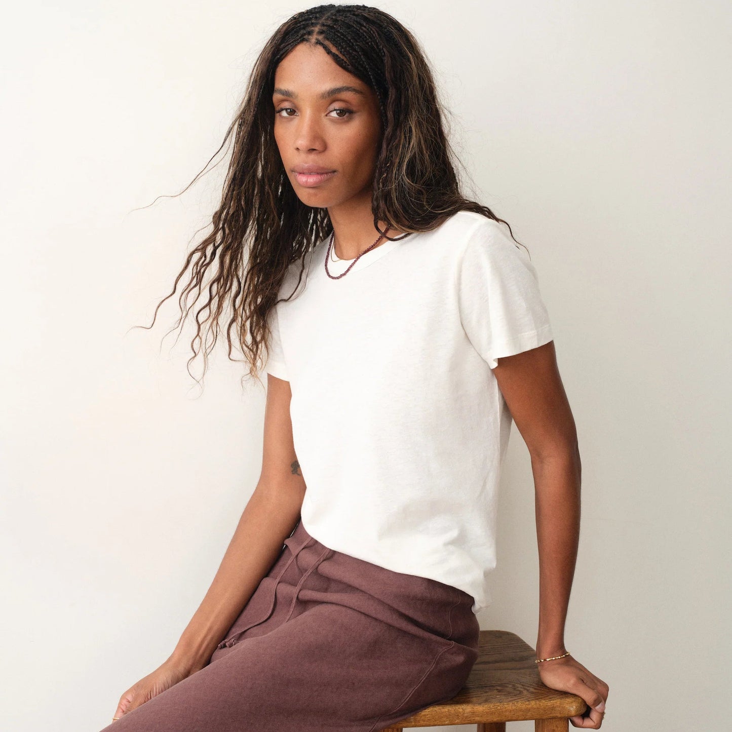 Marine Layer Antique White Tried & True Hemp Crew Tee, now at Harbour Thread boutique