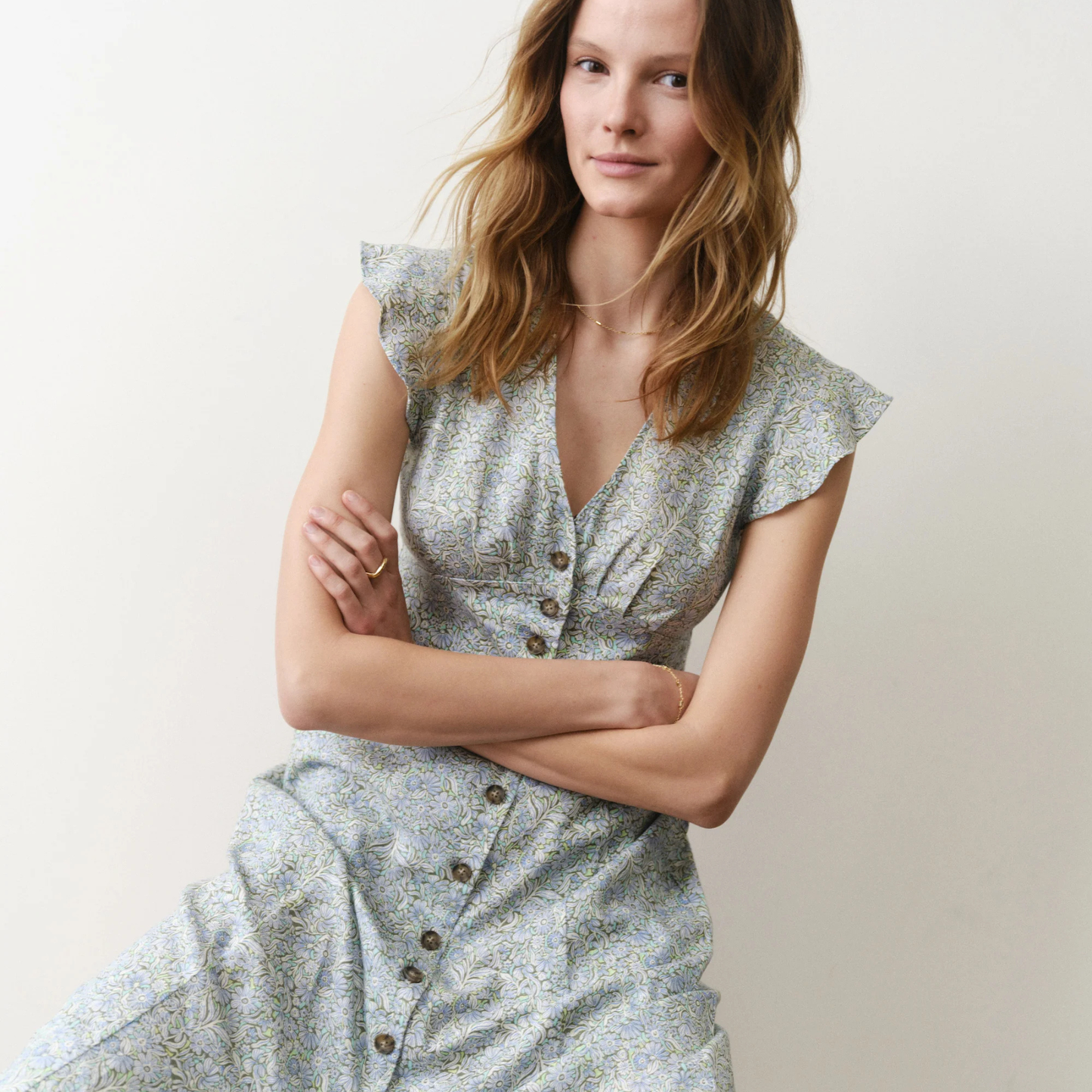 Marine Layer Camila Midi Dress in Sea Floral, available at Harbour Thread Burlington
