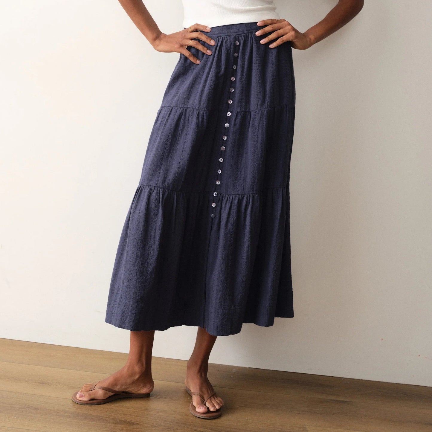 Marine Layer Navy Lana Button-Through Skirt