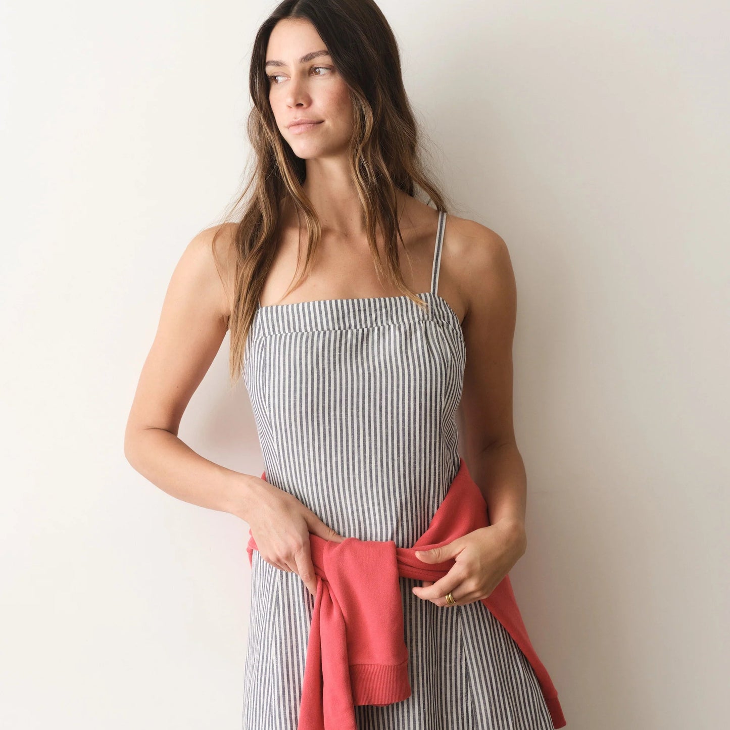 Marine Layer Lucia Linen Dress in Navy/Cream Stripe, available now at Harbour Thread boutique