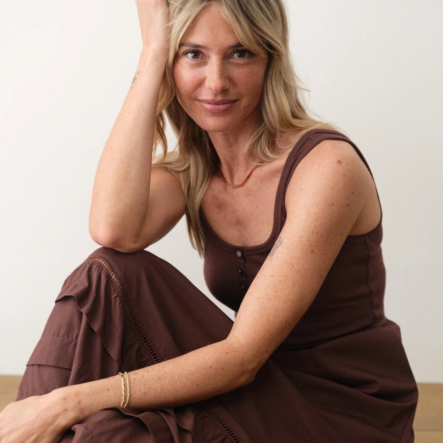 Marine Layer Lexi Rib Split Dress in Chocolate, available now at Harbour Thread boutique