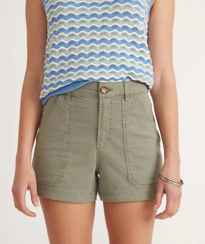 Marine Layer's Maya Utility Short in the color Olive