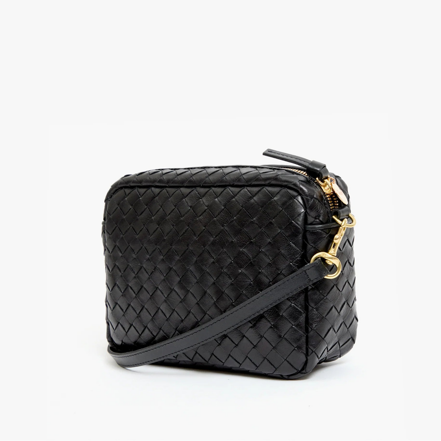 Black woven midi crossbody