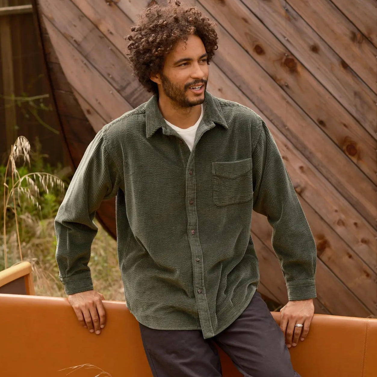 Mollusk Thurston Shirt in Rover Green Corduroy
