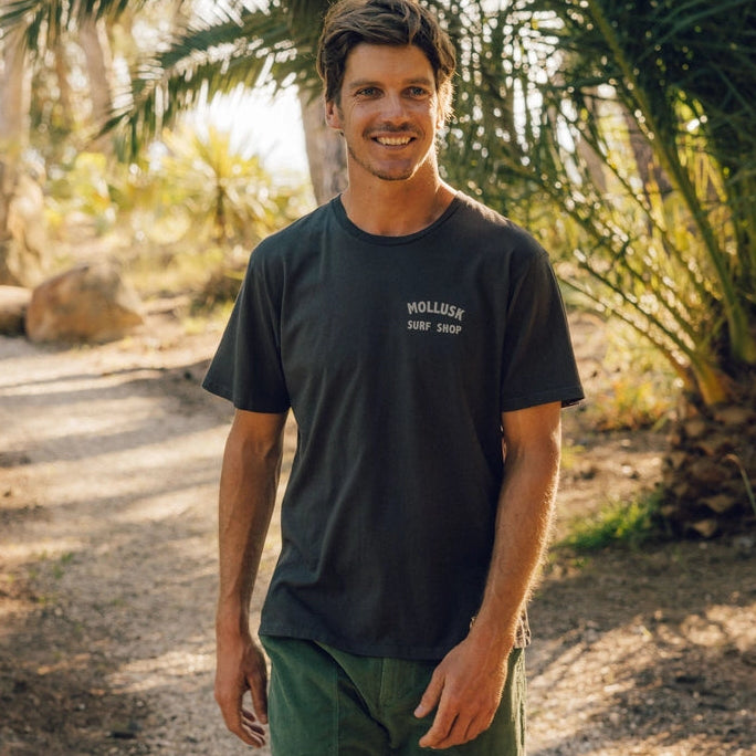 Mollusk men's short sleeve Shop Tee in Faded Black