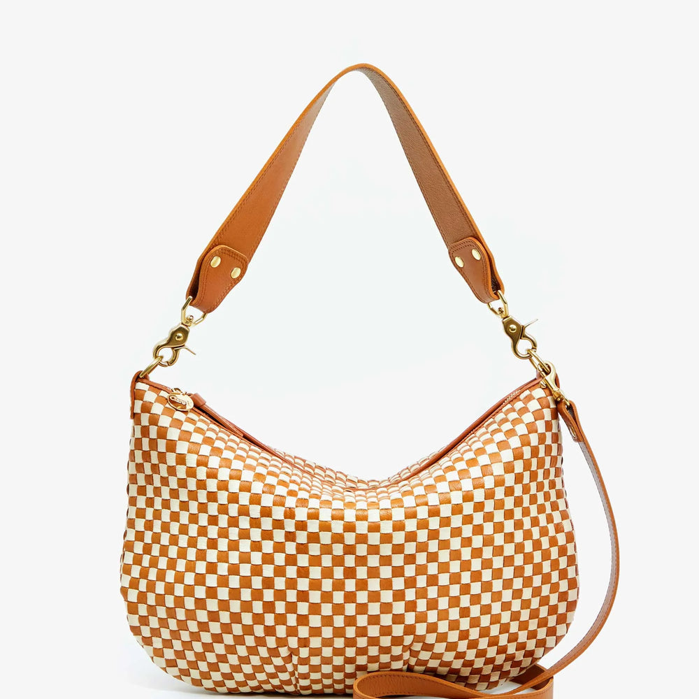 
                      
                        The Clare V. Moyen Messenger bag in the color Natural & Cream Woven Checker
                      
                    