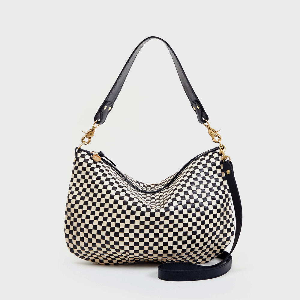 Black and white checkered handbag from the brand Clare V.