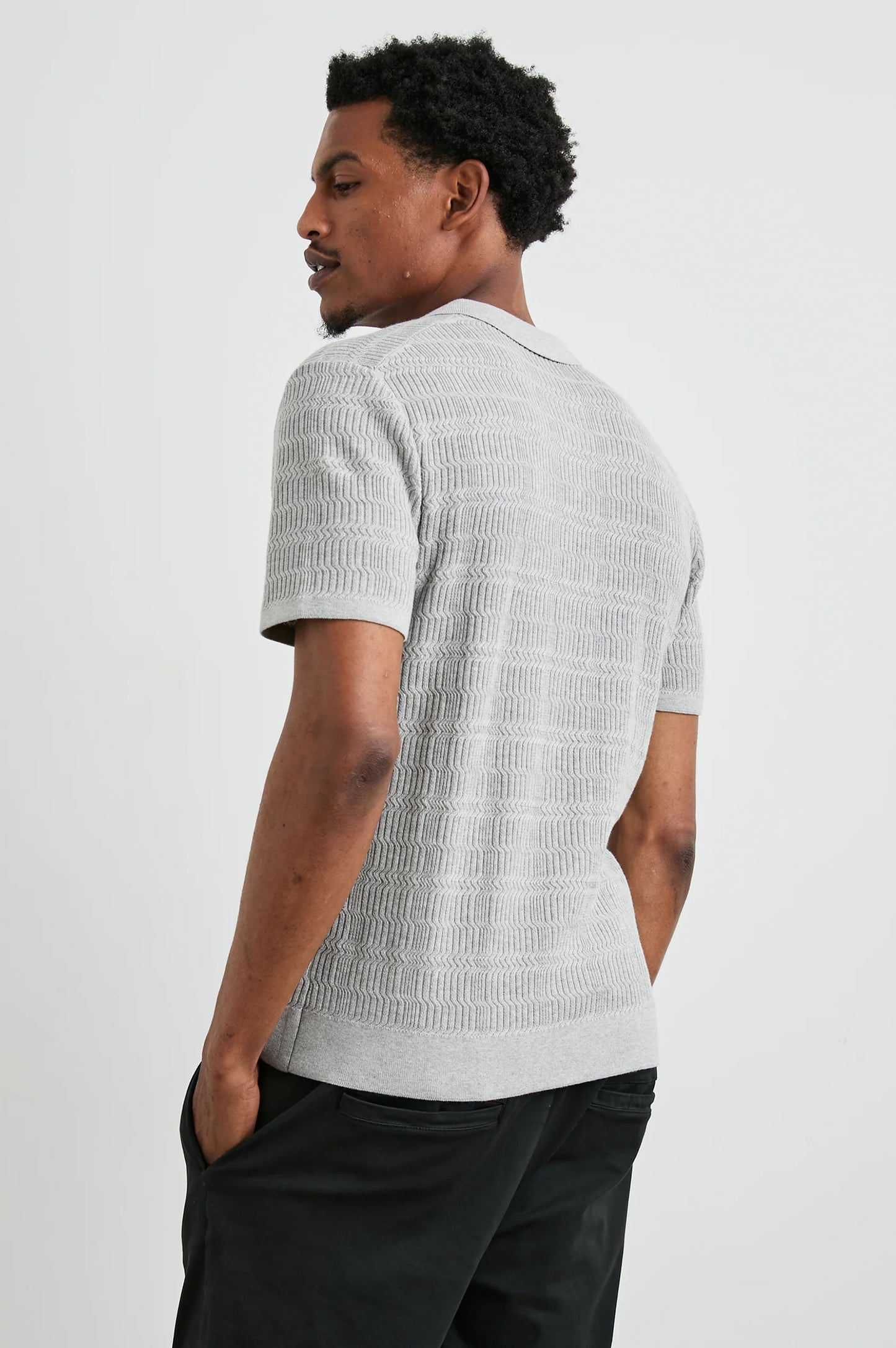 The Nathan knit polo shirt by Rails offers subtle texture and year-round wear