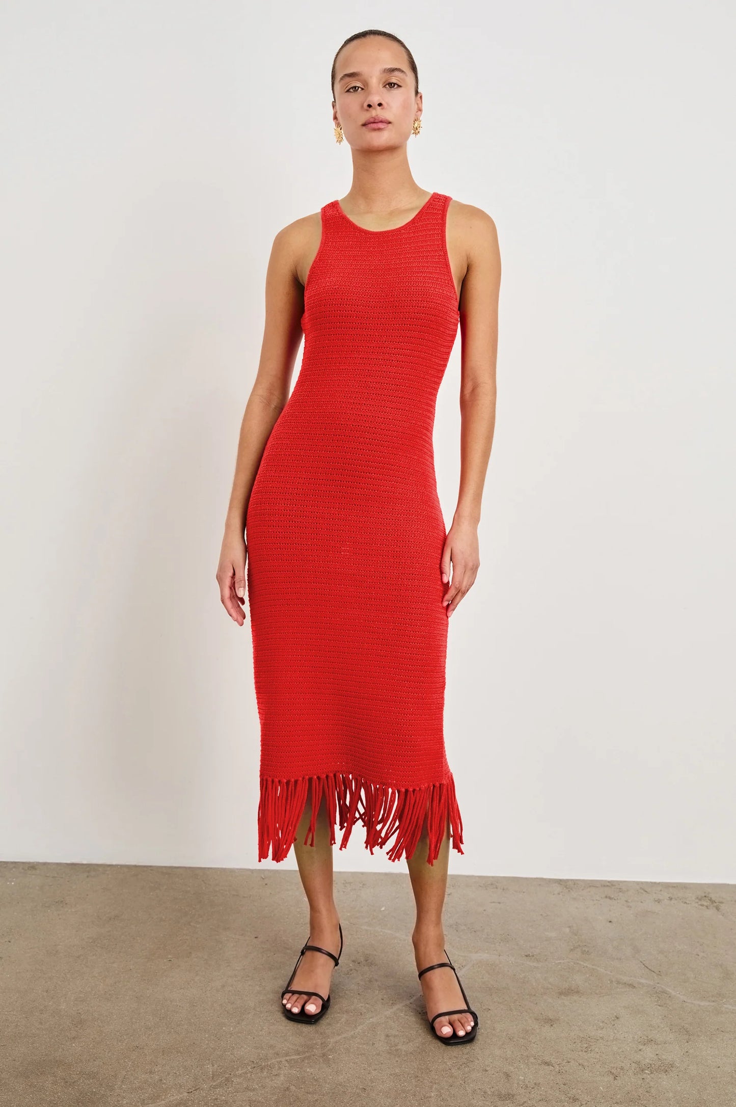 The sleeveless knit Nia Dress by Rails is available at Harbour Thread in the color Cherry. 