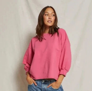 Perfect White Tee's Niall Bubble Sleeve Sweatshirt in the color Peony