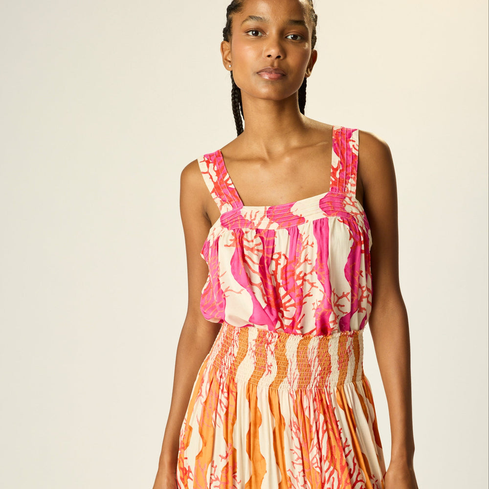 Feel free and flowy in this colorful square neck tank top from Natalie Martin, available now at Harbour Thread