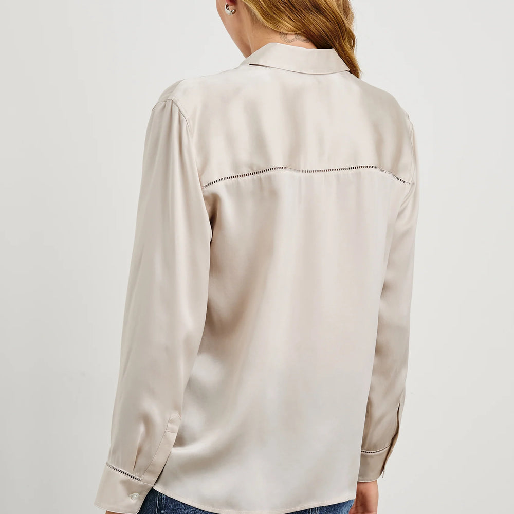 Back view of the Moonbeam Long Sleeve Silk Oak Shirt by Rails