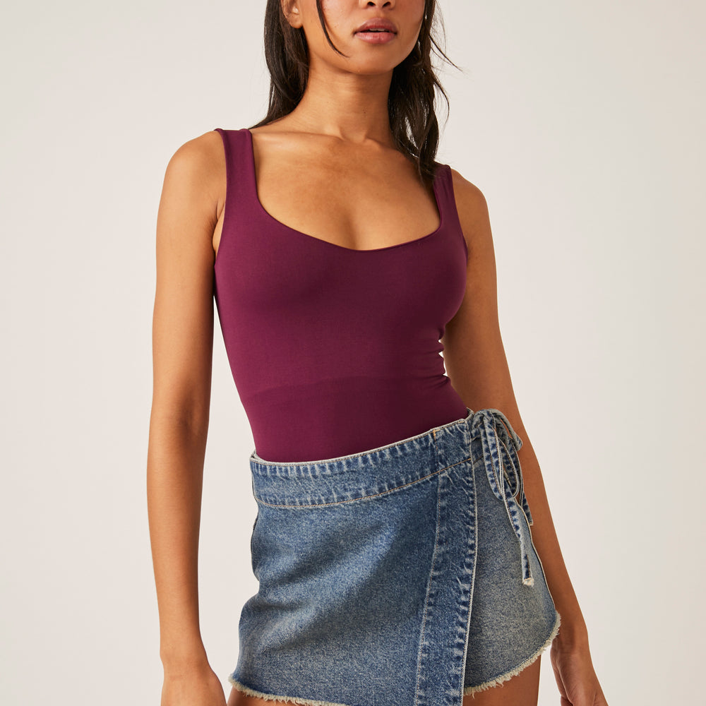 Free People Clean Lines Bodysuit - Precious Wine