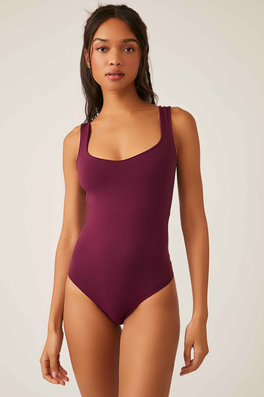 Free People Clean Lines Bodysuit - Precious Wine