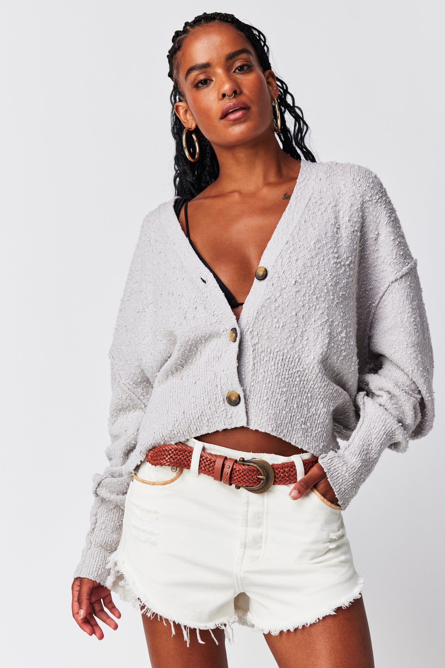 Free People Found My Friend Cardi - Misty Morning