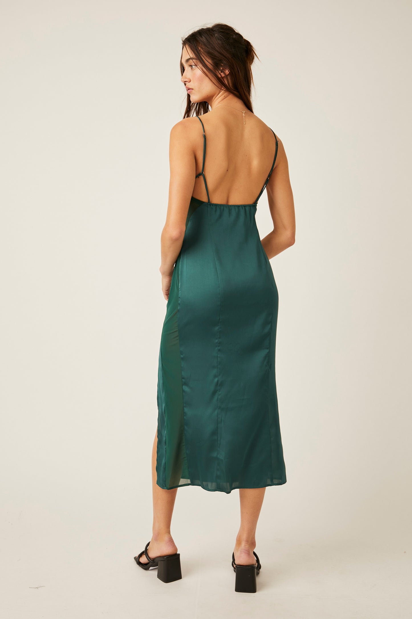Load image into Gallery viewer, Free People City Cool Midi Slip Dress - Evergreen
