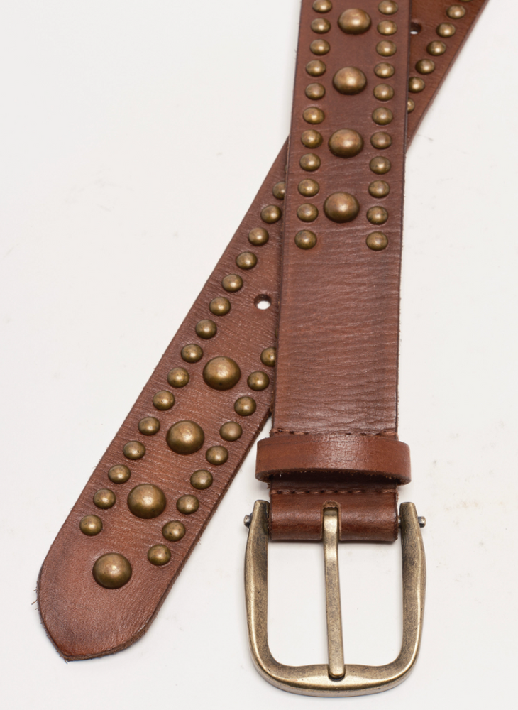 
                      
                        Women's brown leather studded belt
                      
                    