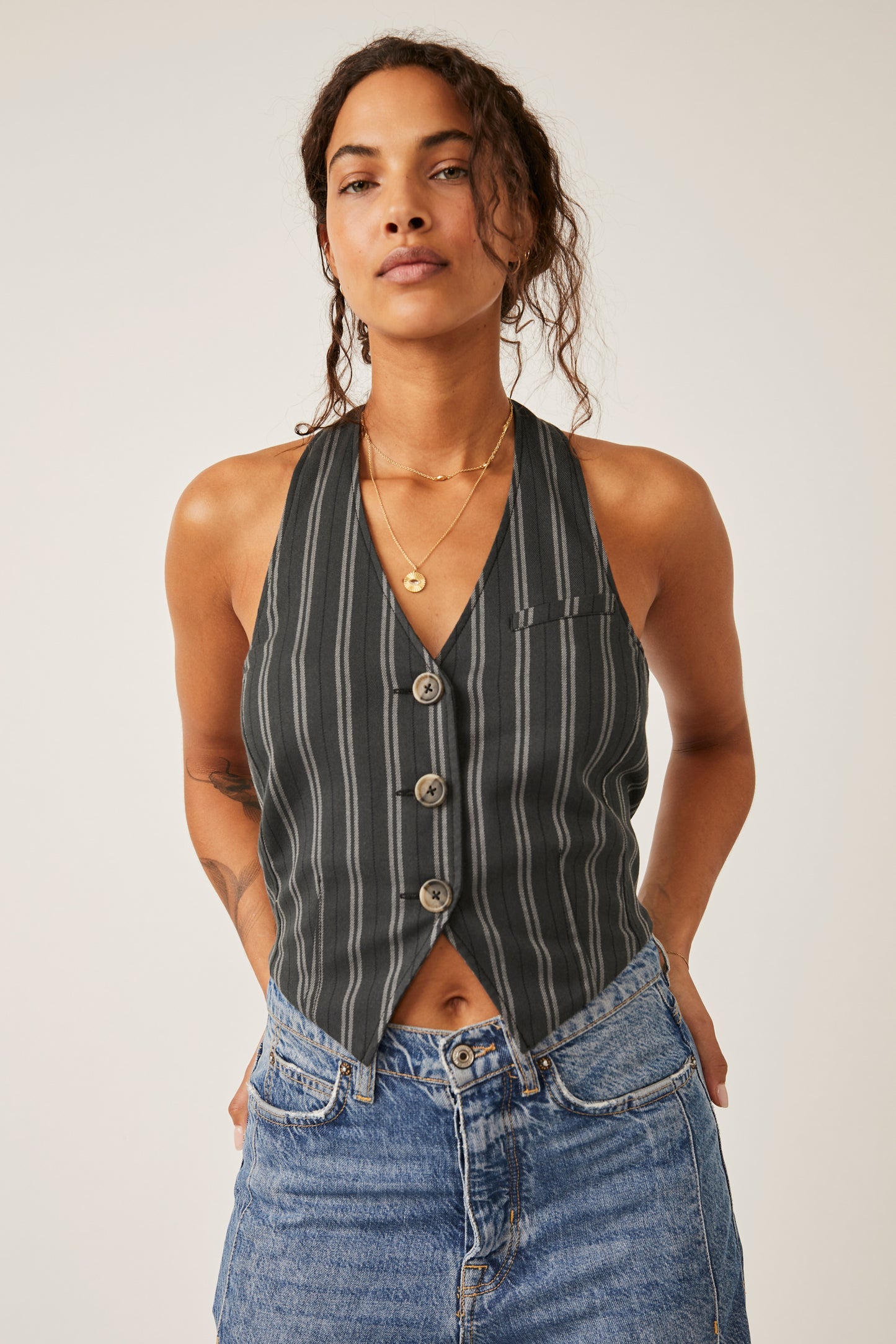 Free People Dakota Vest - Charcoal Combo