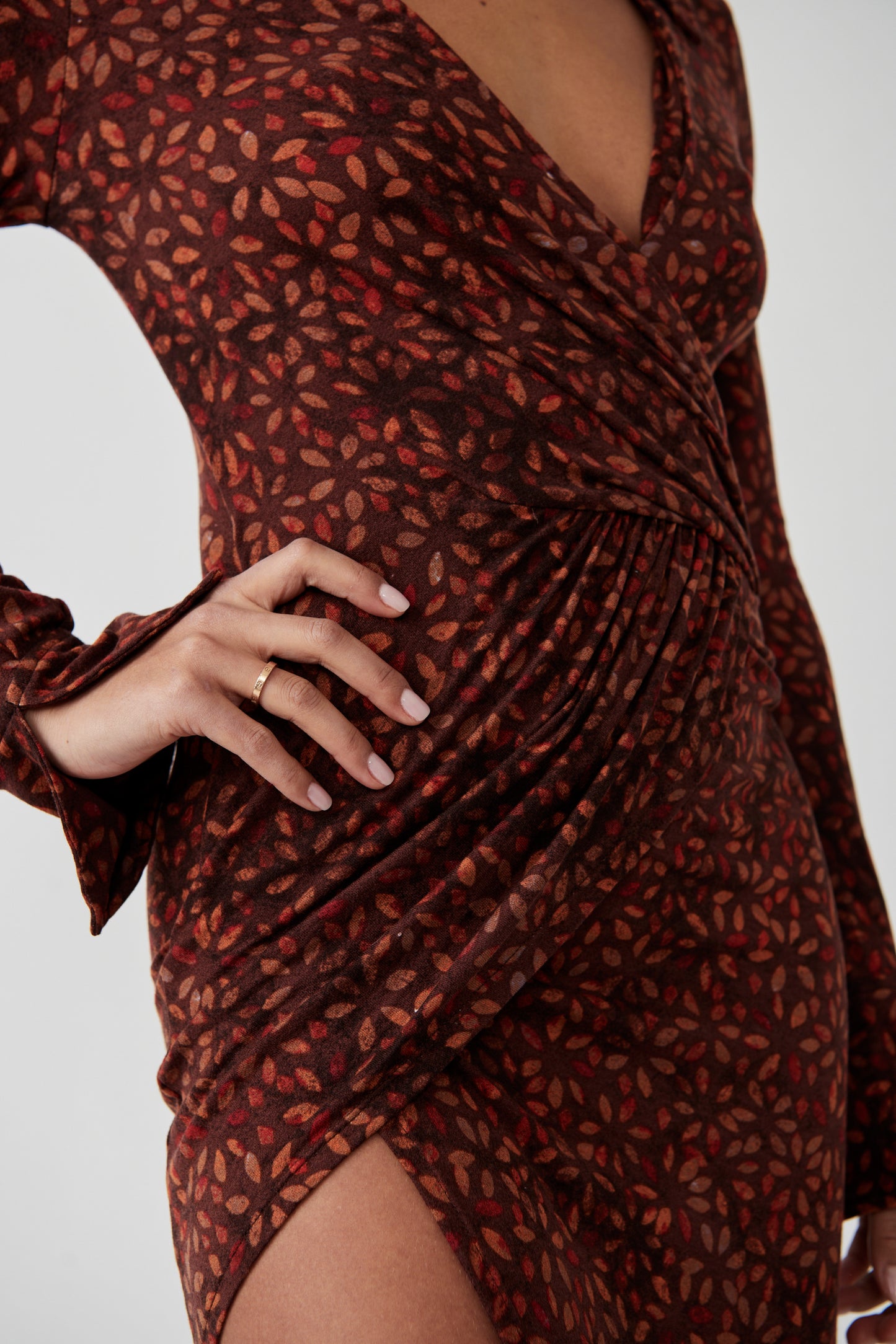 Load image into Gallery viewer, Free People Shayla Wrap Midi Dress - Chocolate Combo
