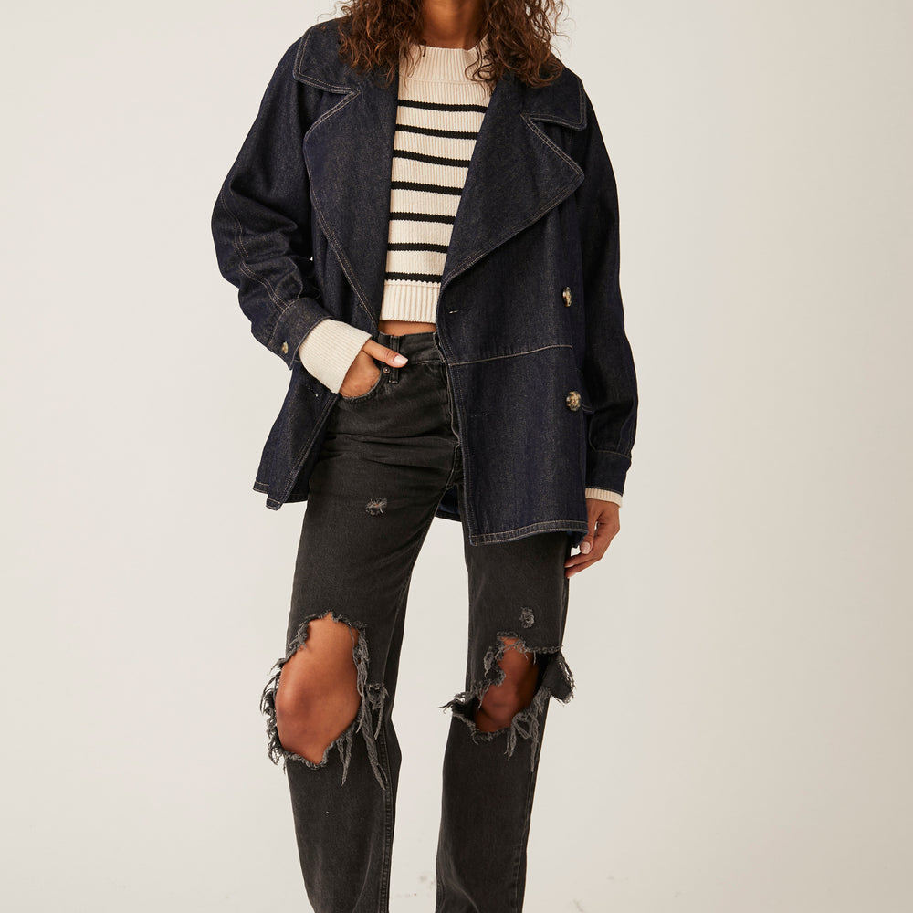 
                      
                        Free People Denim Car Coat - Rinse Wash
                      
                    