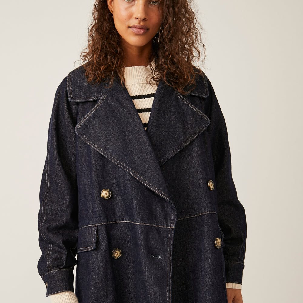 
                      
                        Free People Denim Car Coat - Rinse Wash
                      
                    