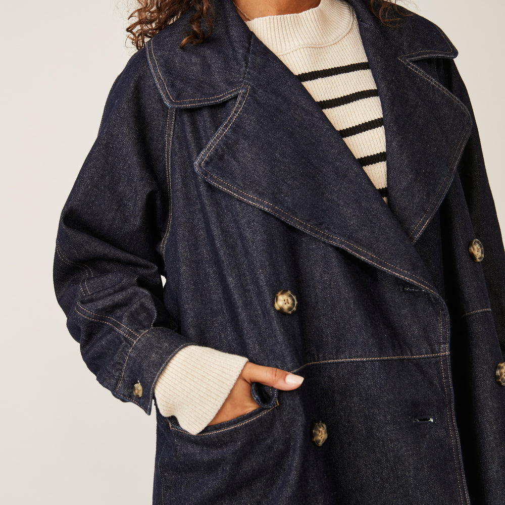 
                      
                        Free People Denim Car Coat - Rinse Wash
                      
                    