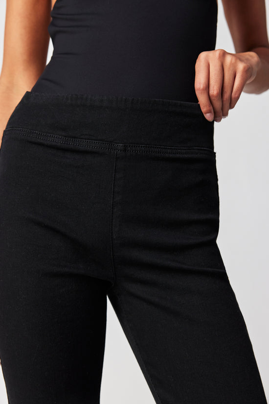 Load image into Gallery viewer, Free People In My Feelings Cropped Slim Flare Jeans - Solid Black
