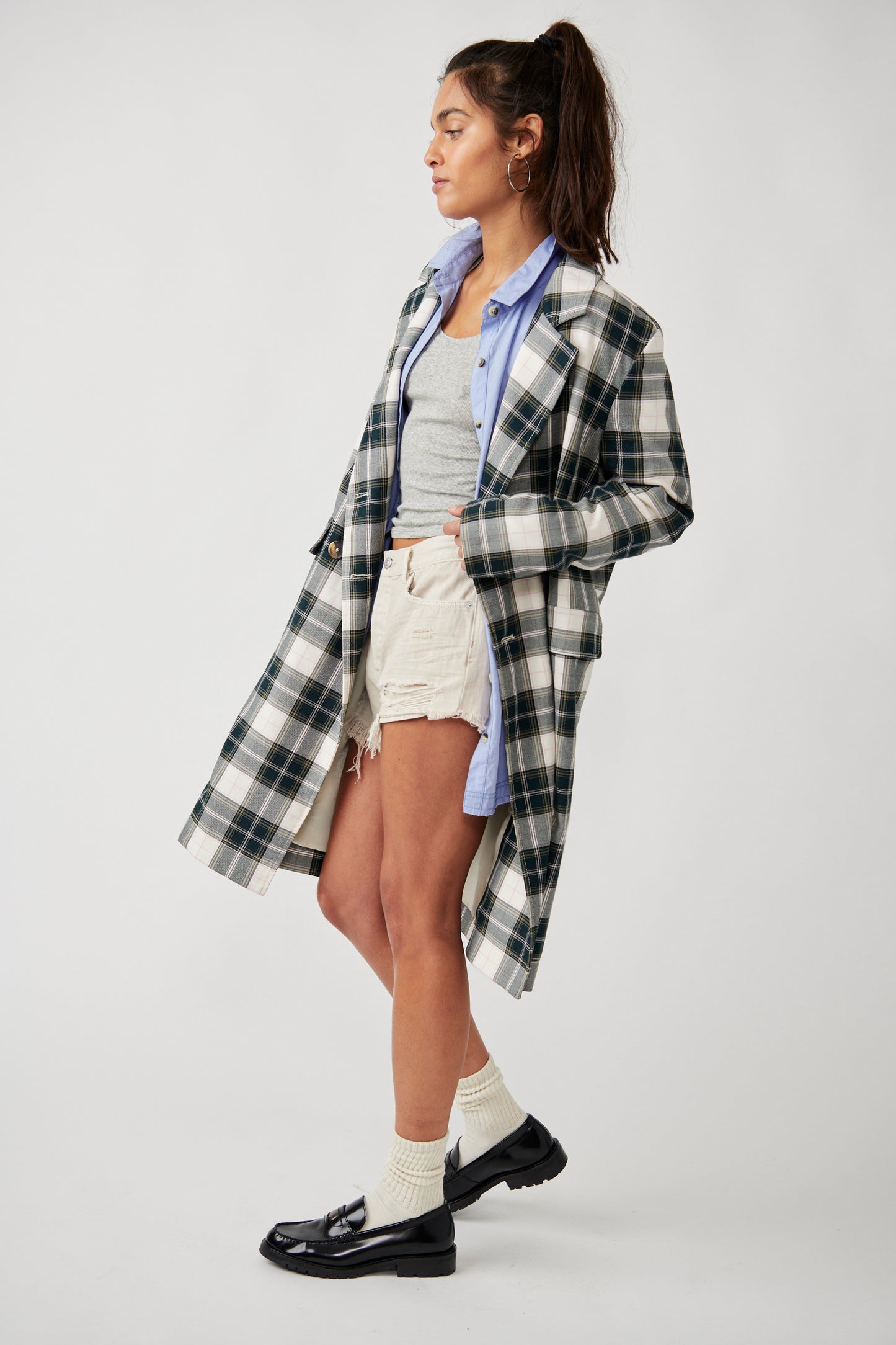 Free people plaid on sale coat