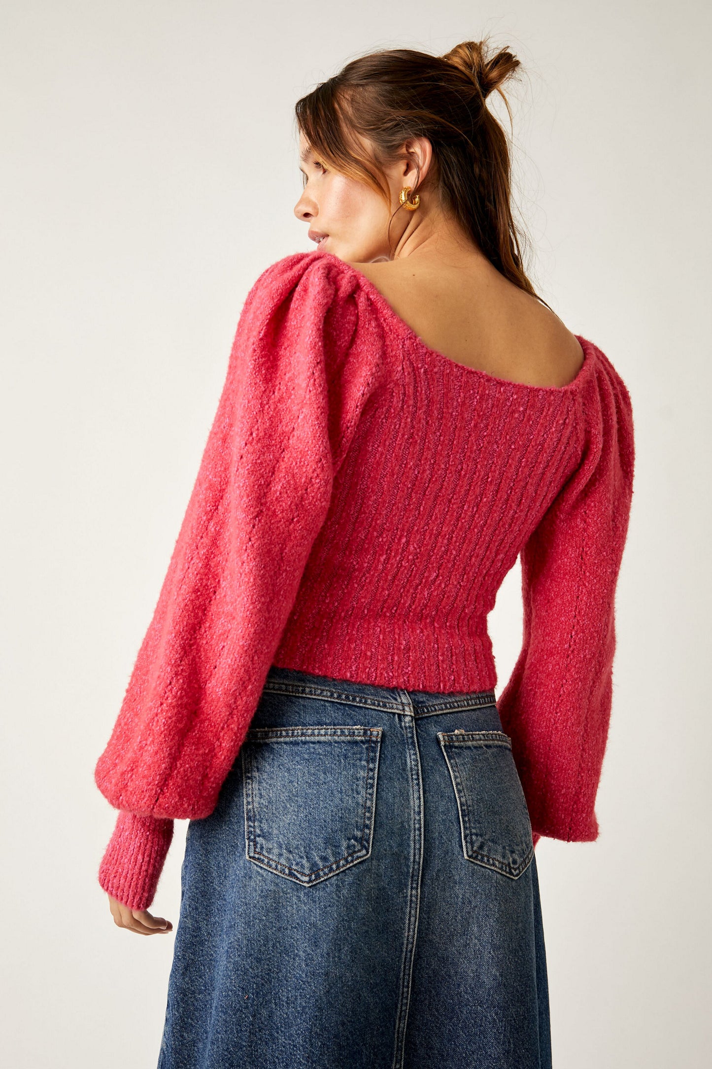 Free People Katie Pullover - Magenta Cherry Combo