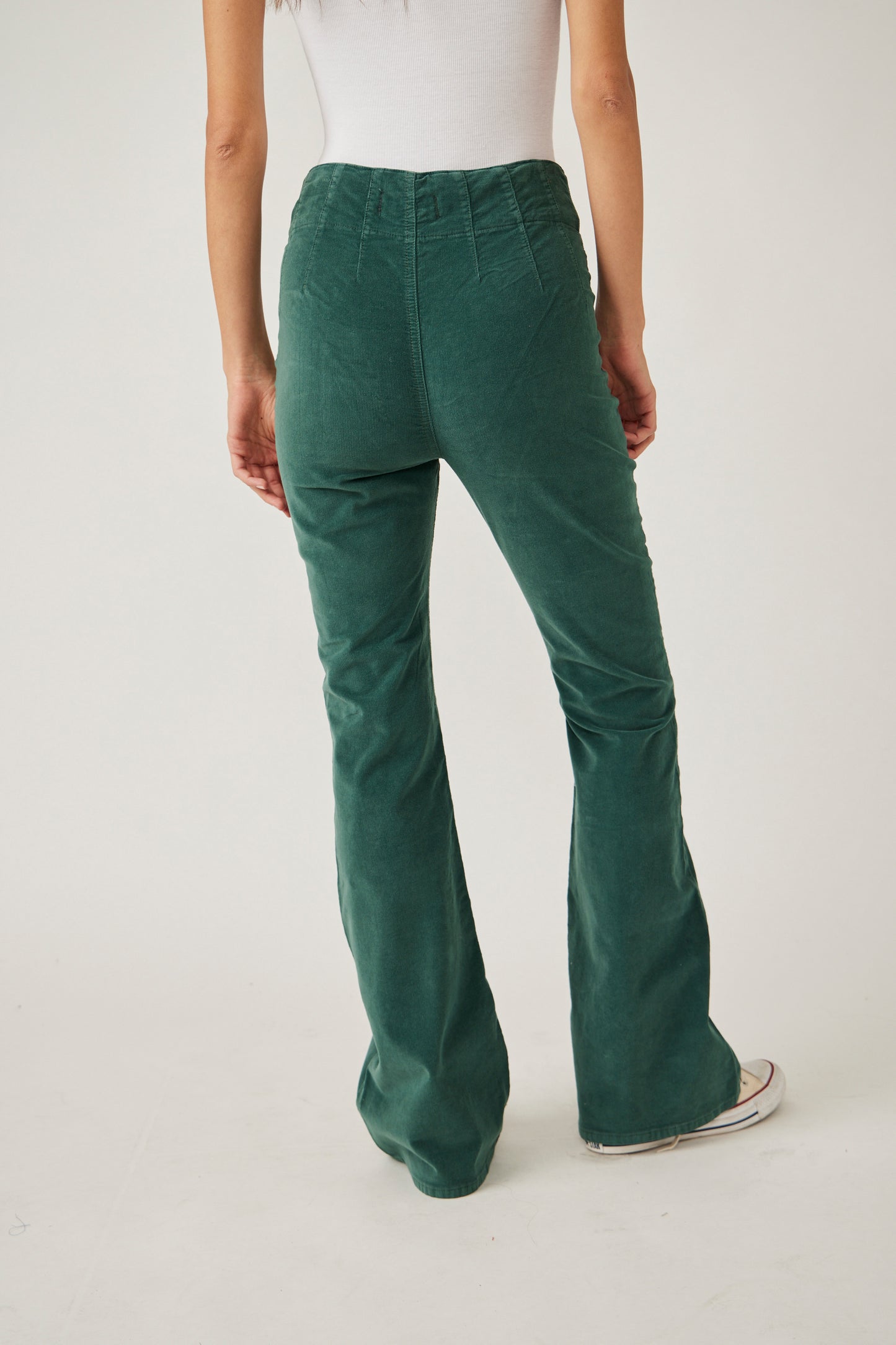 Free People Jayde Cord Flare Jeans - Huntress Green