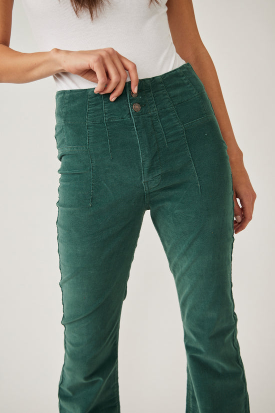 Free People Jayde Cord Flare Jeans - Huntress Green
