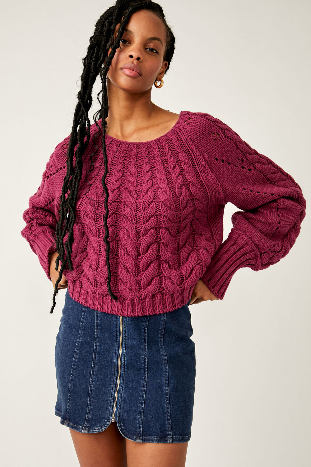 Free People Sandre Pullover - Dreamy Mulberry