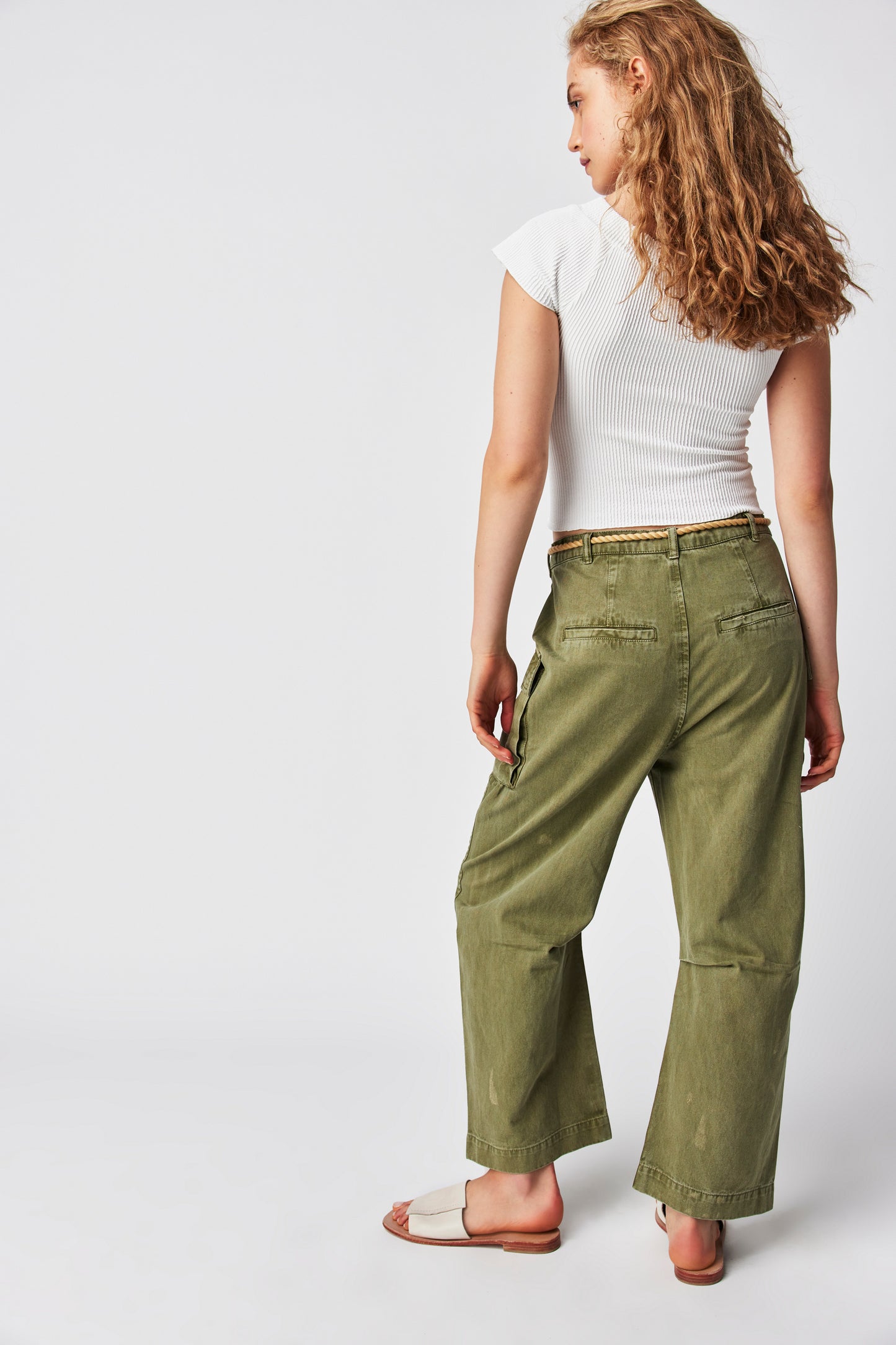 Free People Mending Heart Barrel Utility Pants - Green