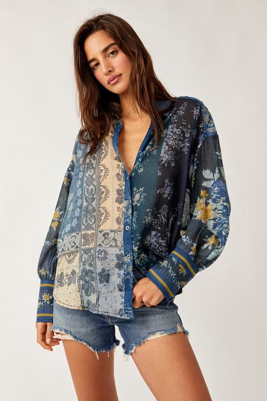 Free People Flower Patch Top - Indigo Combo