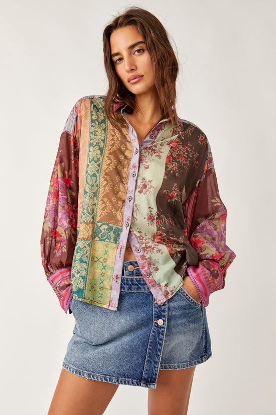 Front view of the Free People Flower Patch Top in the color Berry Combo