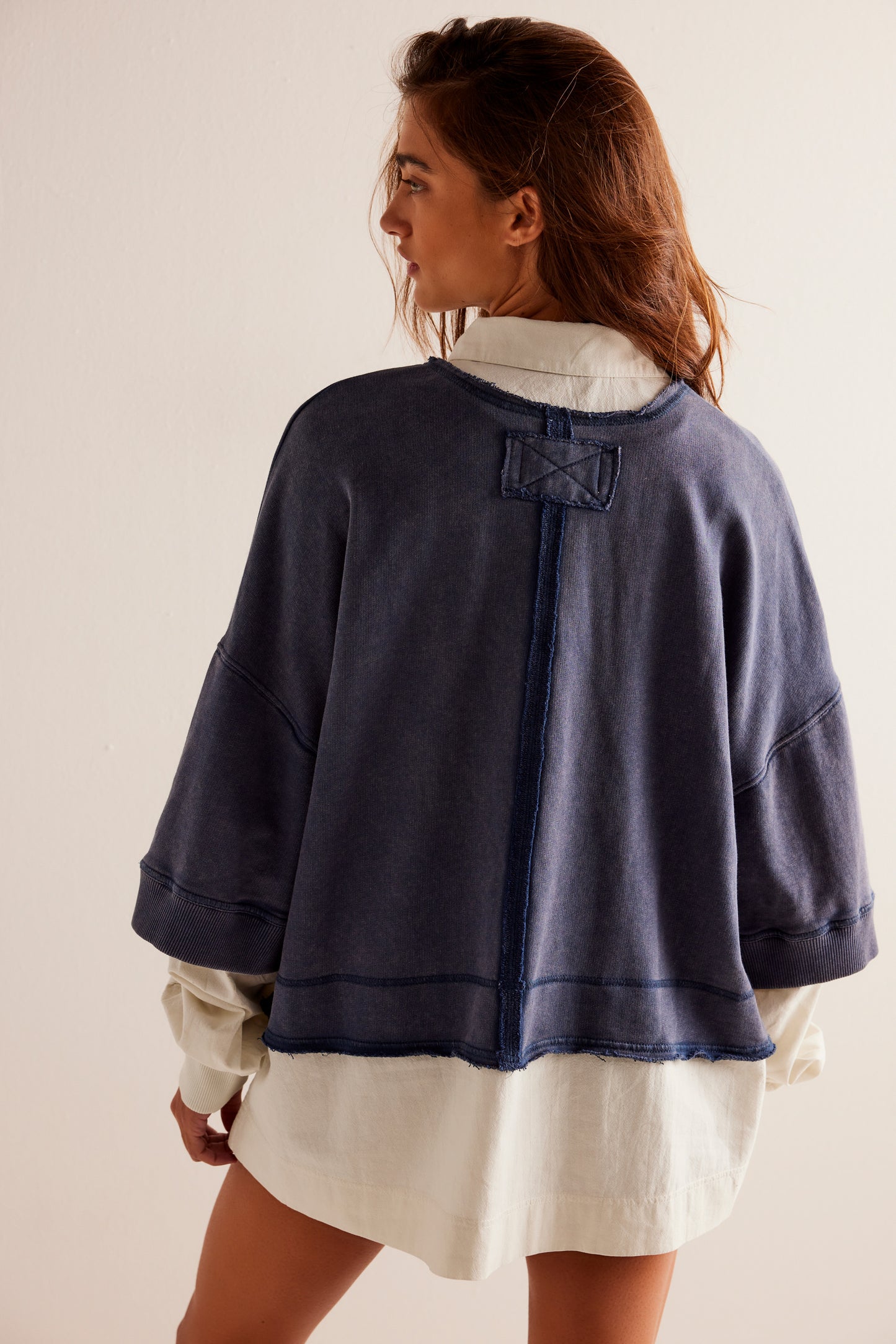 Back view of the Free People Rebel Rebel Twofer Top in the color Indigo Combo