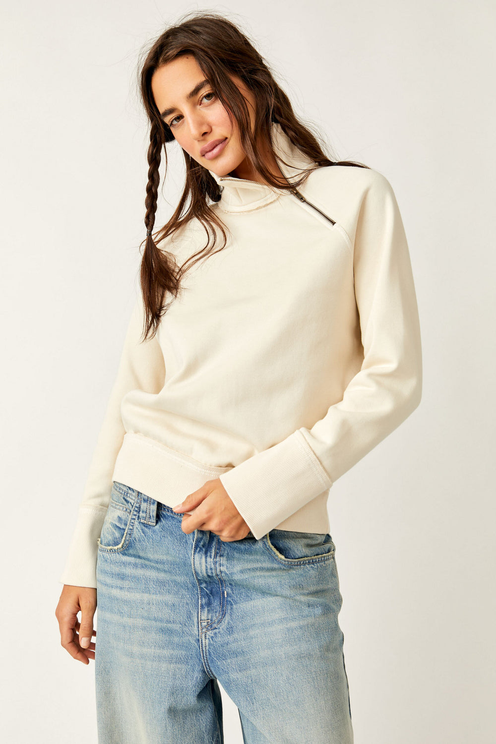 Free People Just A Game 1/2 Zip - Tea