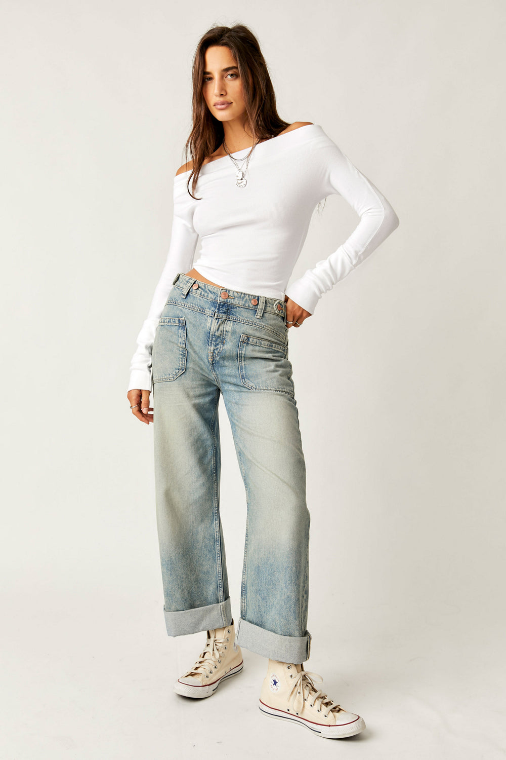 Free People Palmer Cuffed Jean - La La Land