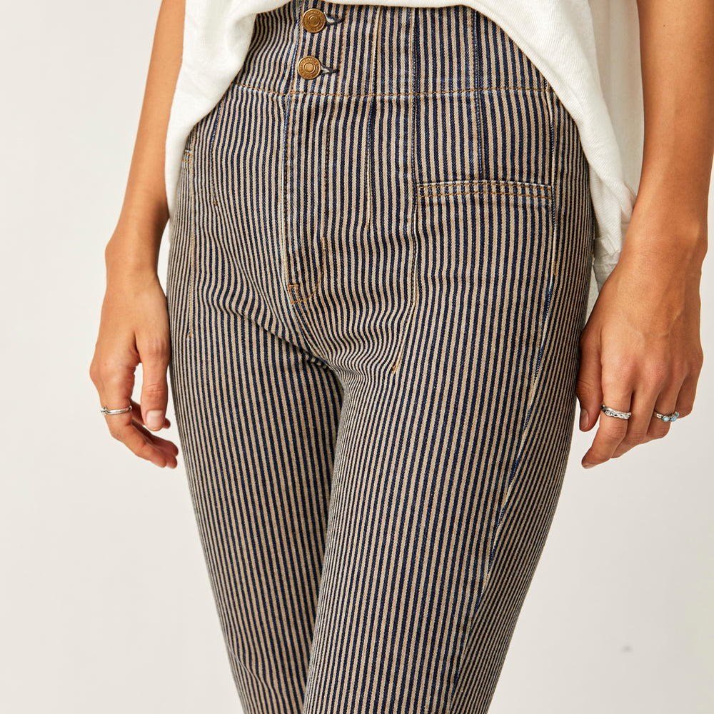 
                      
                        Free People Jayde Railroad Flare Jeans - Train Car Stripe
                      
                    