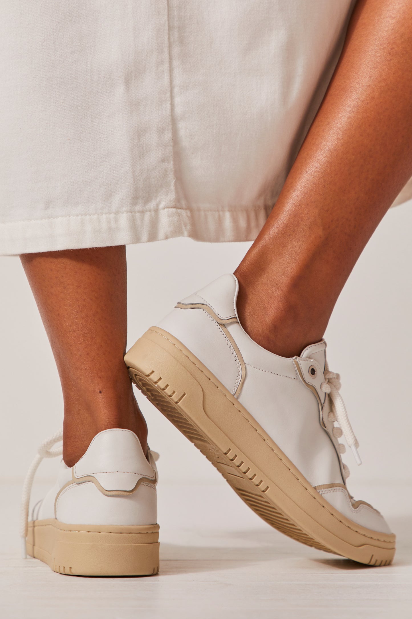 The Free People Thirty Love Court Sneaker in the colors White and Natural