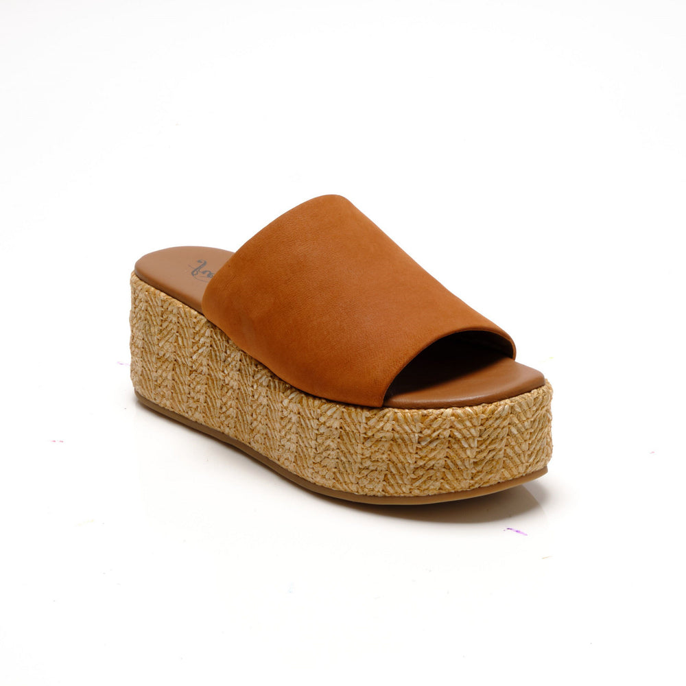 Free People's Tan Harbor Raffia Flatform Sandal