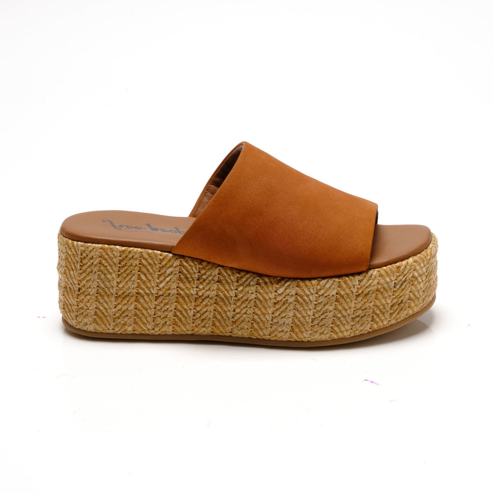 Free People's Tan Harbor Raffia Flatform Sandal