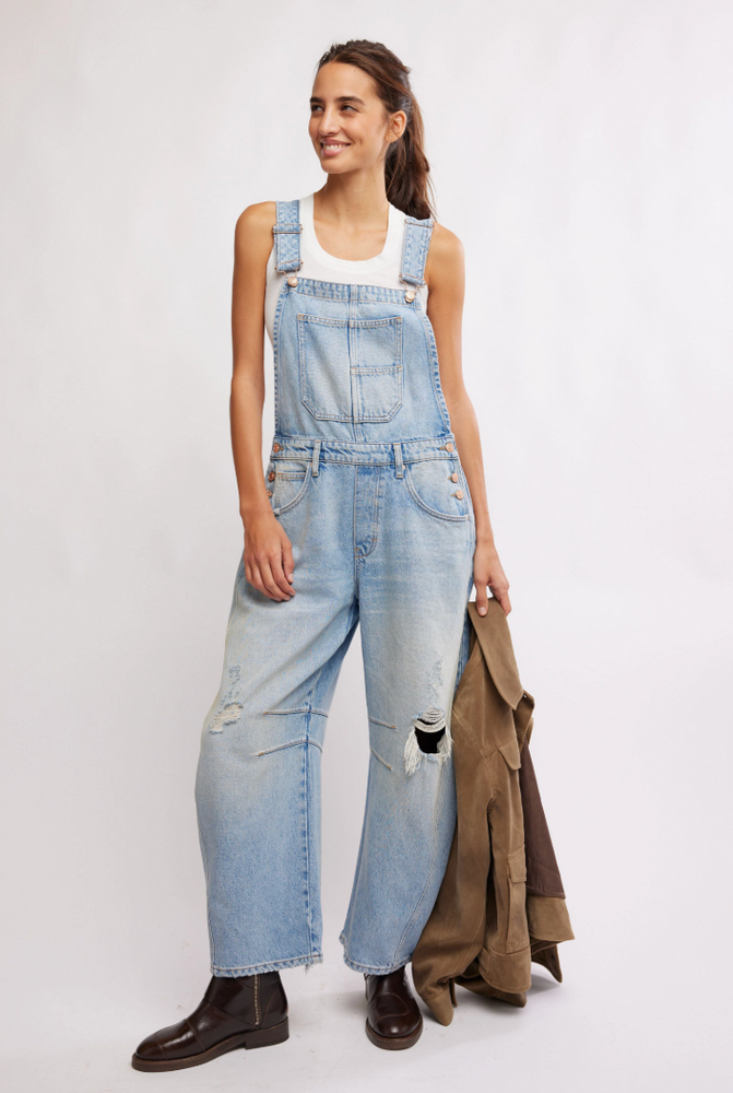 Free People's Good Luck Barrel Overalls are available at Harbour Thread for effortless style. 