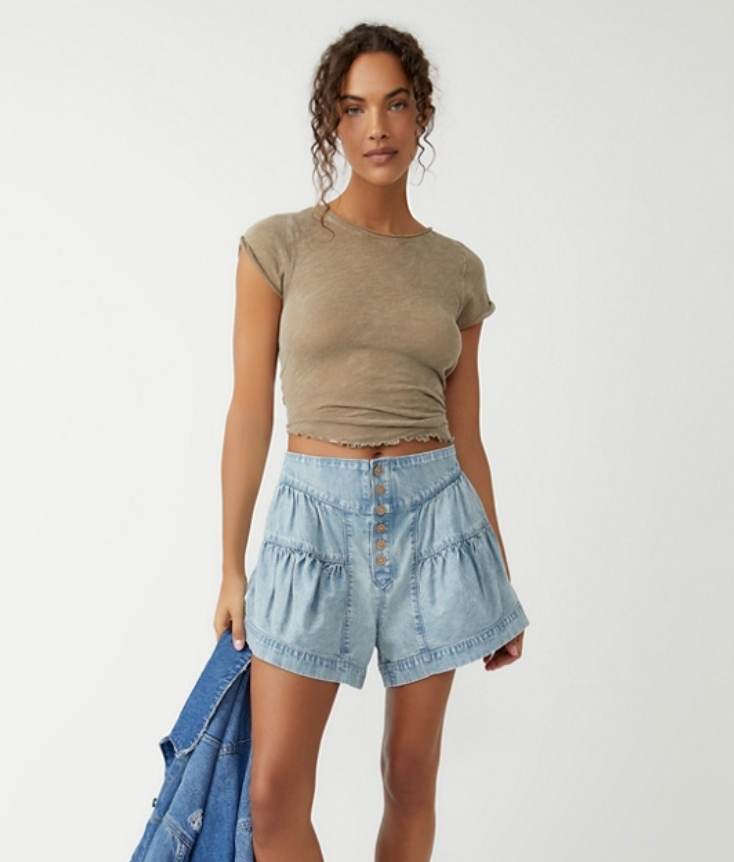 
                      
                        The light wash Belle Blue Fleur Denim Shorts by Free People are available at Harbour Thread for your warm-weather style
                      
                    