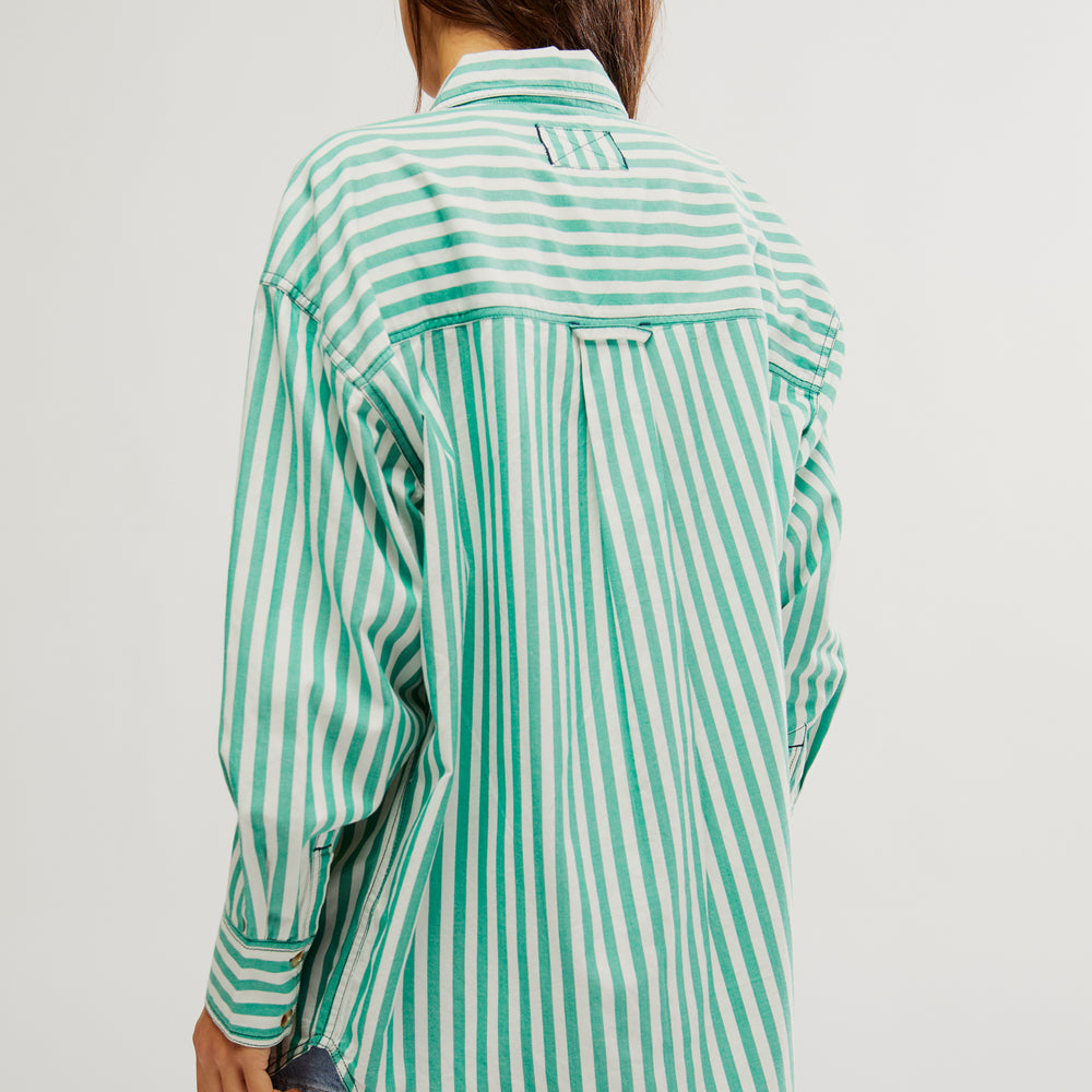 
                      
                        Back view of Free People's Freddie Shirt in the color French Green Combo
                      
                    