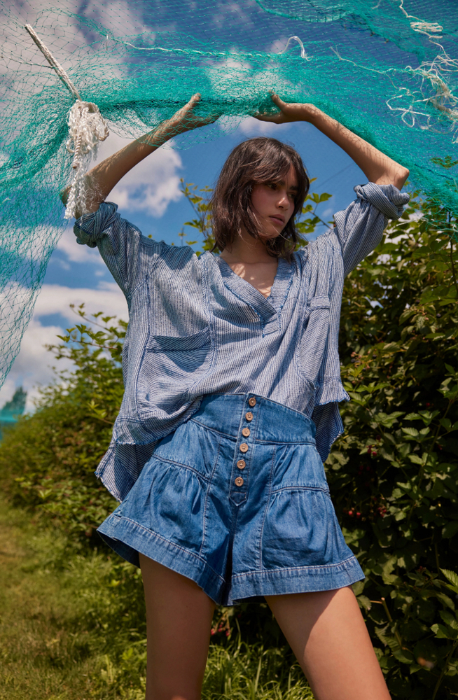 
                      
                        Shop Free People's By The Shore Shirt in the color Indigo Stripe Combo at Harbour Thread for effortlessly cool style. 
                      
                    