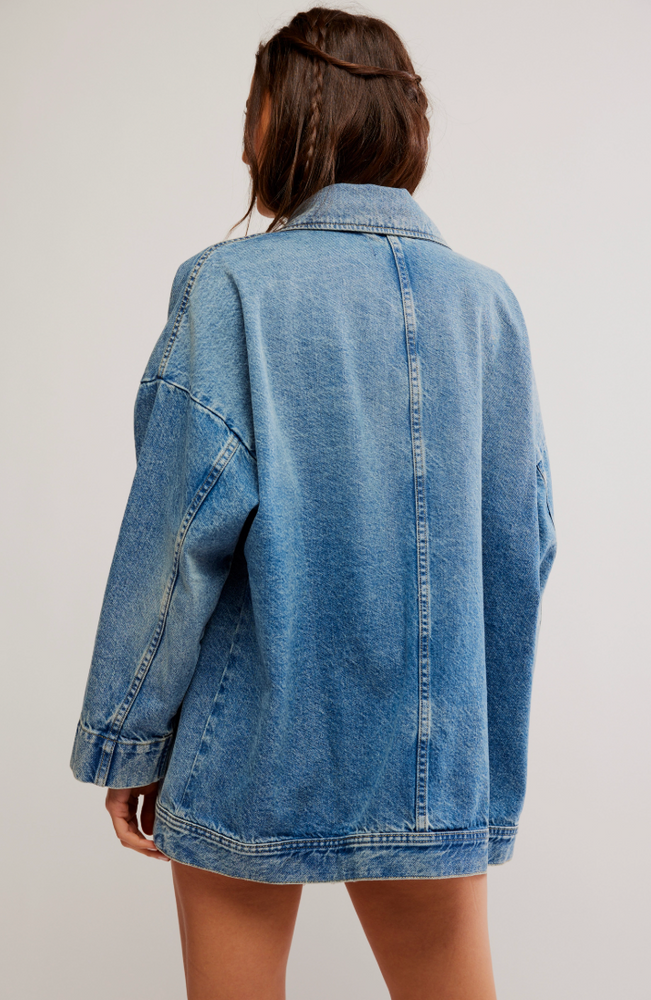 
                      
                        Women's oversized washed denim jacket from Free People, available to shop at Harbour Thread.
                      
                    