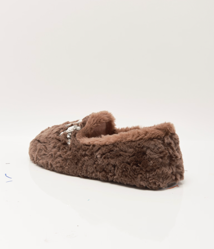 
                      
                        Brown fuzzy loafer slippers
                      
                    
